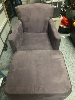 Purple chair with ottoman