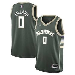 Authentic Damian Lillard Milwaukee Bucks Nike Youth Swingman Jersey - Icon Edition - Hunter Green