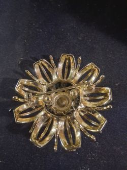 Gold-Tone Flower Brooch Pin