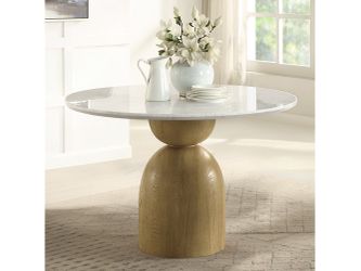 Kala Natural/Oak Round Dining Table W/Marble