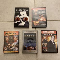 Cobra Kai, Indipendance Day, Left Behind, OutCast, The Sixth, Sense, Signs, and The Village Dvds