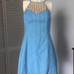 Sky Blue and Gold Dress , Size 4    Lily Pulitzer-brand