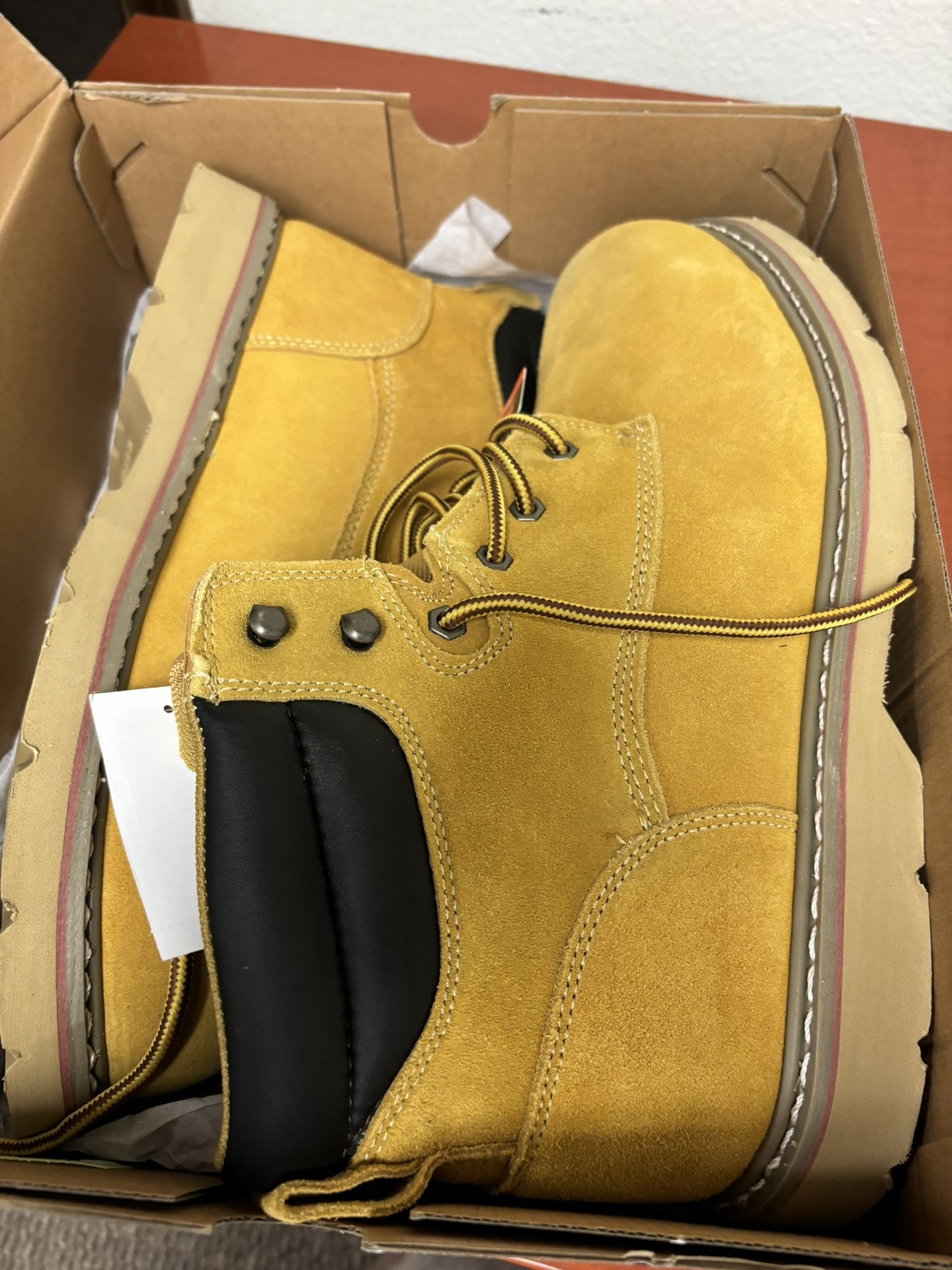 Size 14 Men's Brahma Bravo II" Steel Toe Work Boot Shoes - Color "Wheat"