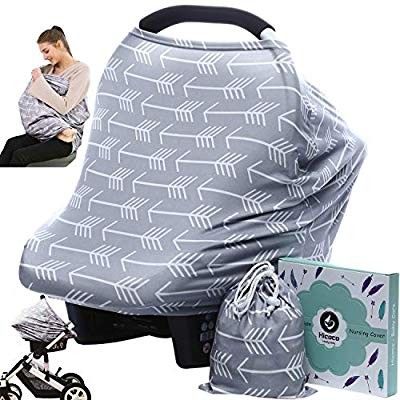 Car Seat Canopy Nursing Cover - Multi Use Baby Stroller and Carseat Cover, Breastfeeding Nursing Covers, Boys and Girls