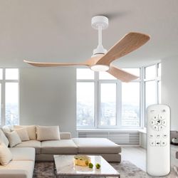 52 Inch Ceiling Fans with Lights and Remote,Memory Function,6-speed Reversible DC Motor,3 ABS Blades,Modern Indoor Outdoor Ceiling Fan with Light for 