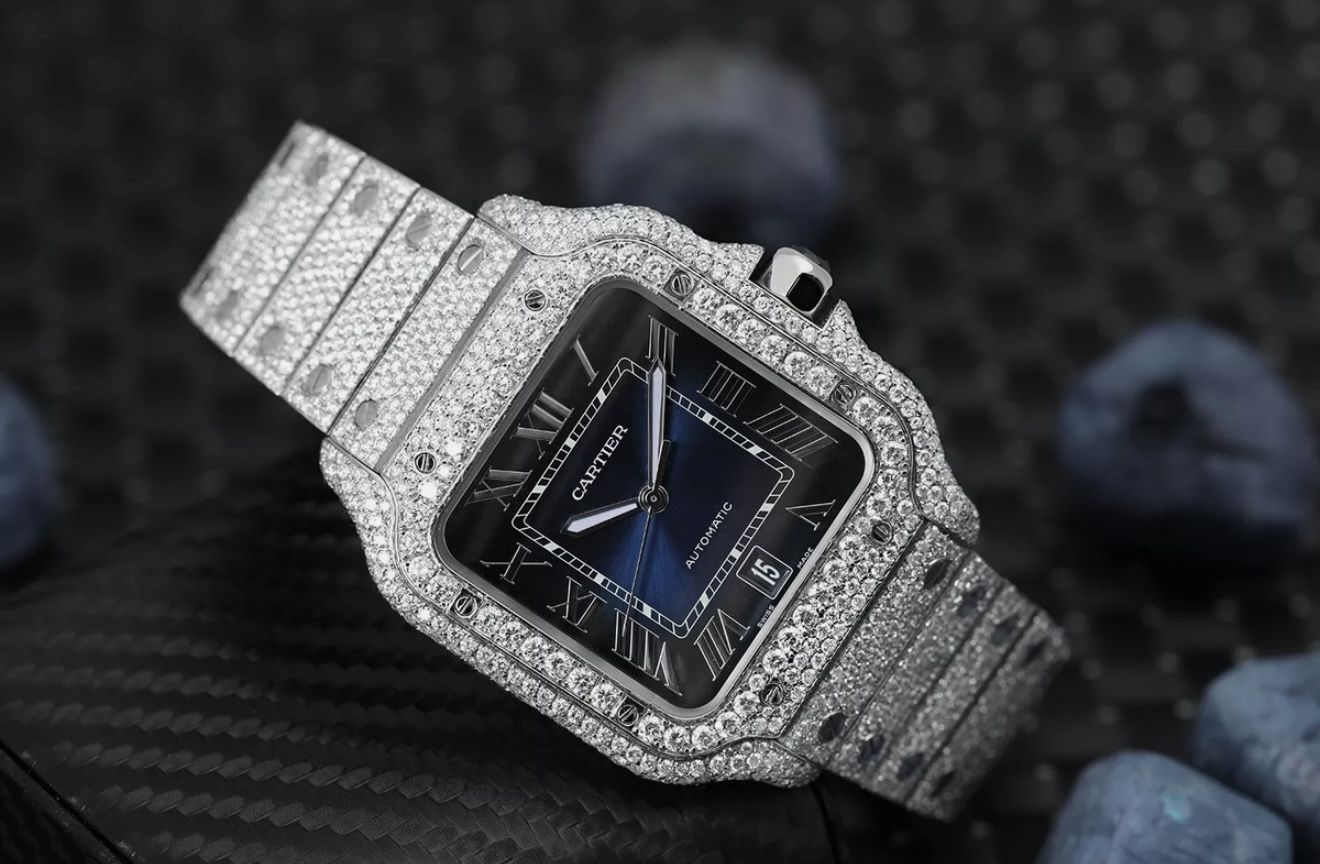 Cartier Santos De Cartier Large Model WSSA0018 Custom Diamonds