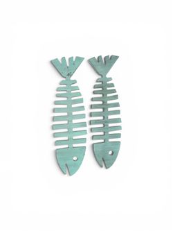 Wooden fish skeleton wall decor