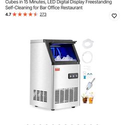 VEVOR Commercial Ice Maker Machine, 100lbs/24H Ice Maker Machine with 16lbs Storage Capacity, 36 Ice Cubes in 15 Minutes, LED Digital Display Freestan
