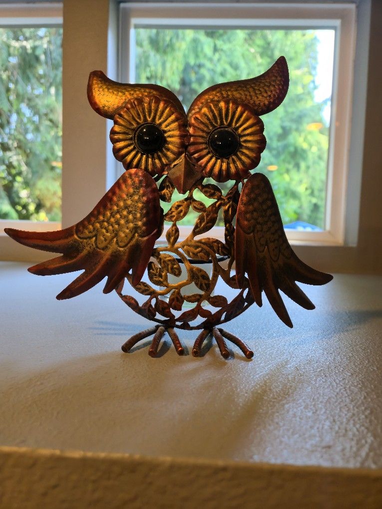 Metal Owl Candle Holder