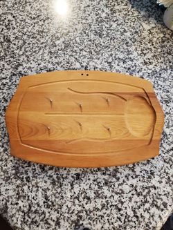 Vintage Wooden Meat Carving Board with Spikes