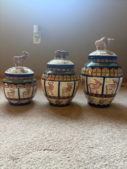 Zrike Field & Stream Hand Painted Canister Set of 3