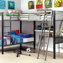 LSHAPE  TRIPLE TWIN BUNK BED + 3 MEMORY FOAM MATTRES8"& 6" NEW IN BOX ☎️ 1714586,2564 PICK UP PRICE 