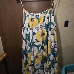 Green And Yellow Floral Flowing Dress