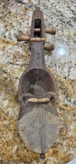 Antique Traditional Hand-crafted Nepali Sarangi Musical Instrument In Wood