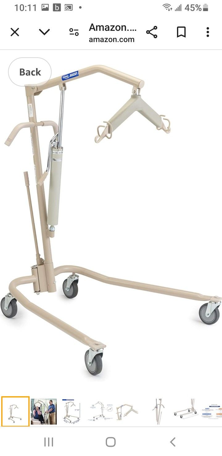Invacare Lightweight Hydraulic Patient Lift, White, 450 lb. Weight Capacity, 9805P, Beige