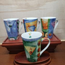 Assorted Martini 12 Ounce Porcelain Mugs