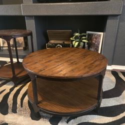 Solid Wood/Steel Coffee & Side Table
