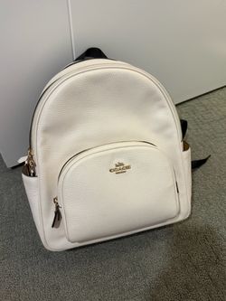Authentic Coach Court Backpack in White / Chalk Pebble Leather