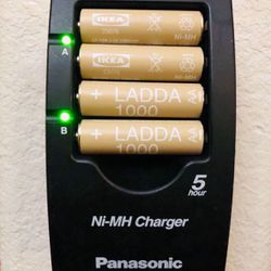 4 IKEA LADDA AA size Rechargeable batteries with Panasonic Battery charger , in good shape like new