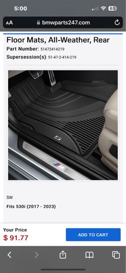 BMW all weather mats 5 series 2017-23