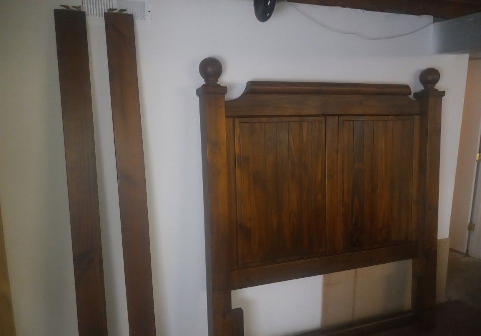 Wooden Bed And Nightstand