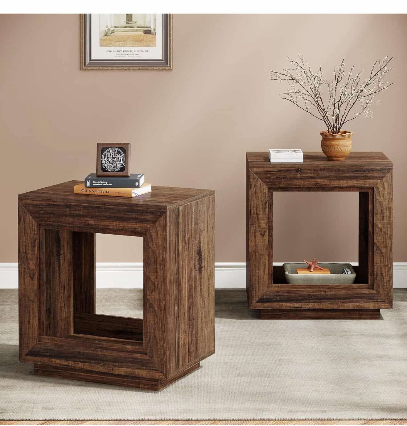 Set.of 2 rustic end tables, bedside tables, Set Of 2 Nightstands , P-4