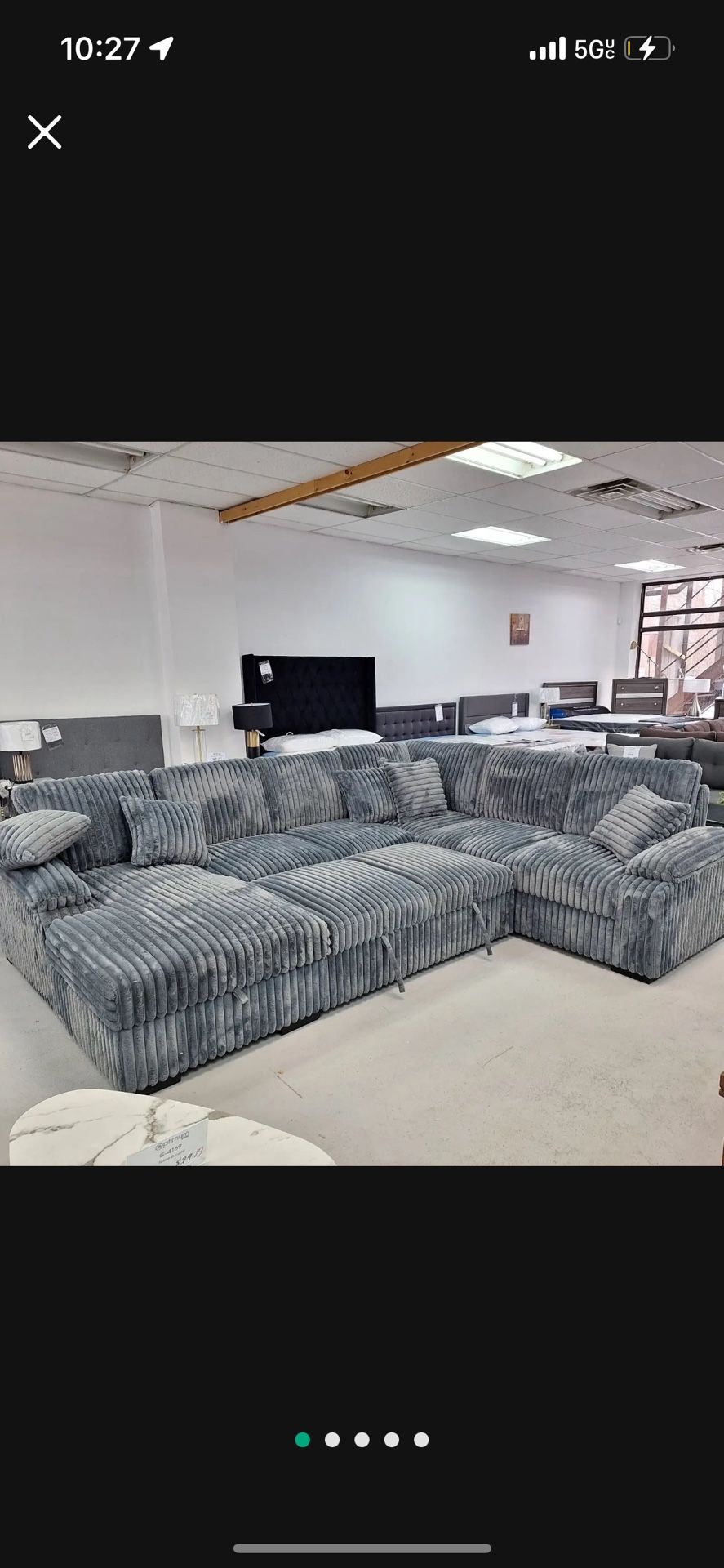 Brand New Super Plush Comfy Pullout Corduroy Sectional