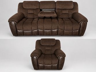 Brown Reclining Sofa and Chair Set