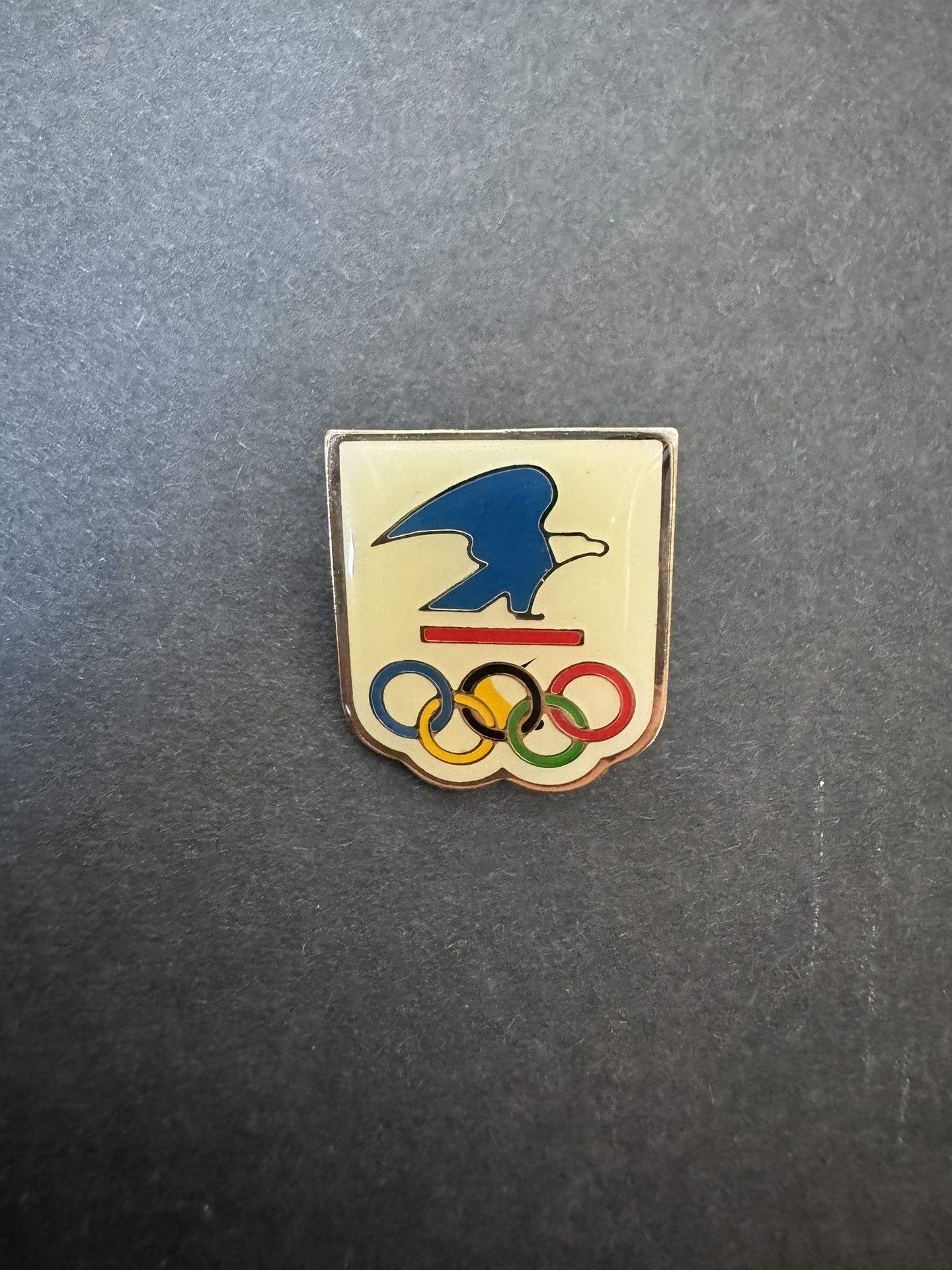 USPS Eagle Olympic Rings Enamel Pin Gold Tone