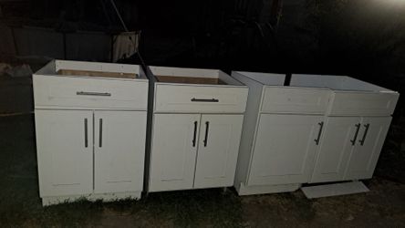White Kitchen Base Cabinets Set of 4
