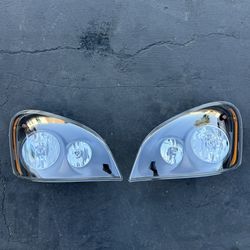 Pair Headlights Assembly 2008-2016 Freightliner Cascadia Black Housing Headlamps Left Right Side 