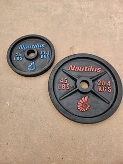 Singles. 25 lbs Olympic weight. 45 lbs Olympic weight plates