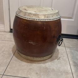 Antique Chinese Barrel Drum / Stool • 17” Tall (As-is)