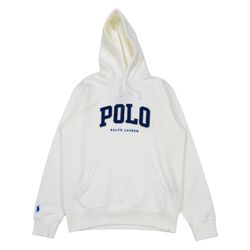 POLO RALPH LAUREN FLEECE LOGO HOODIE MENS MEDIUM M WHITE PULLOVER SWEATSHIRT NEW!!!