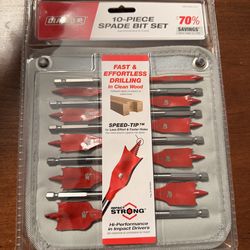 1 left: Diablo Speed Demon High-Speed Steel Spade Bit Set 10 Piece Set New with Case