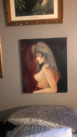 Vintage Nude Figure Oil Painting on Canvas