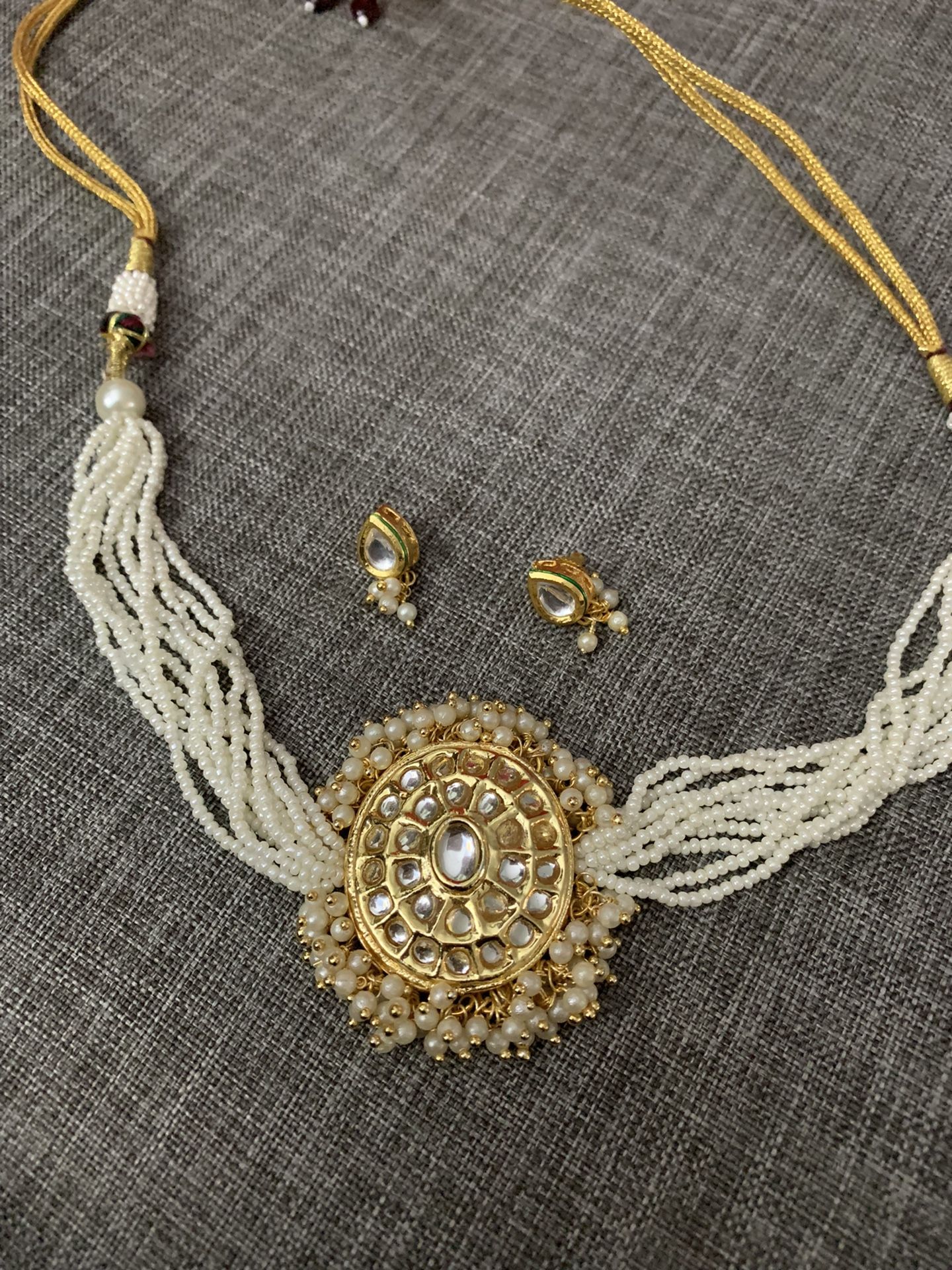 Kundan With Meena Back Choker & earrings Set
