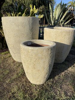 Ceramic Lava Planters-Cream Atlantis Ceramic Pots($455 set of 3)