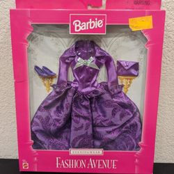 Barbie Doll Fashion Avenue Eveningwear Purple Gown 1997 NIB 18120 Vintage Mattel