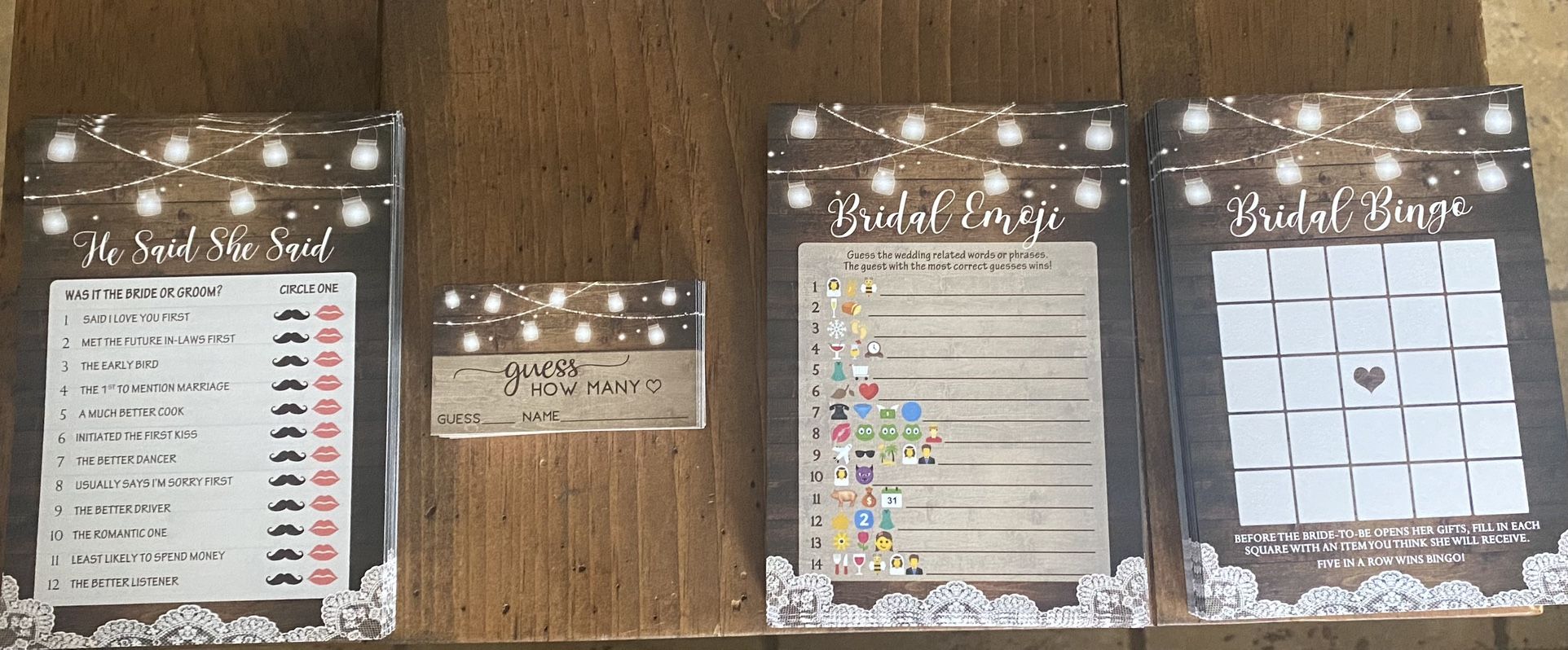 Wedding Bridal Shower Game Sheets