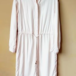 A New Day Dusty Rose Dress Drawstring Waist Button Front Women's Size M Medium   