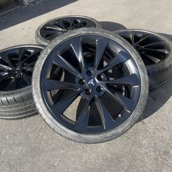 21” Tesla Model S Twin Turbine Brand New Rims Factory Oem Wheels Michelin