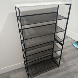 Modern 5-Tier Shoe Rack / Storage Shelf with Marble-Style Top