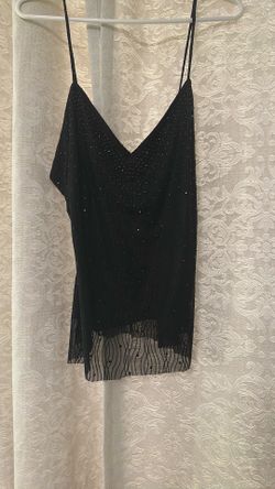 Y2K Black Beaded Mesh Cami Top