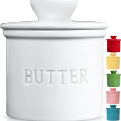 PriorityChef Butter Crock with Lid, On Demand Spreadable Butter, French Butter Keeper to Leave On Counter with Water Line, Ceramic French Butter Dish,