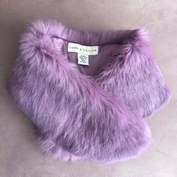 Genuine Rabbit Fur Stole Collar - Purple -Lord & Taylor 