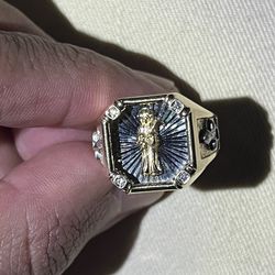 14k cz Santa muerte ring