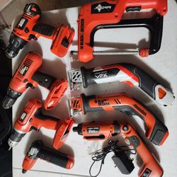 Lot of black and decker power tools (some missing batteries and chargers)
