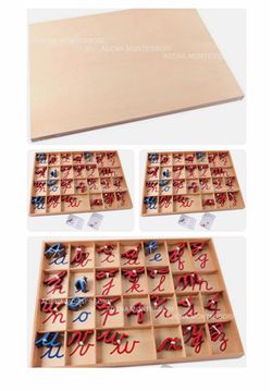 Montessori - Cursive Moveable Alphabet - Grammar Symbols Cards with Box