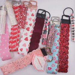 Handmade Wristlet Faux Leather Key Chain